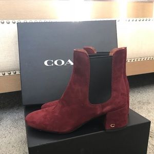 Suede coach boots